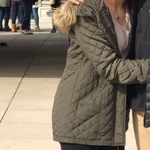 Quilted olive green winter jacket